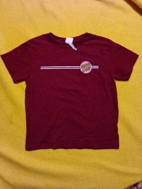 Santa Cruz Skateboards Kids Maroon Tee with Pink Logo